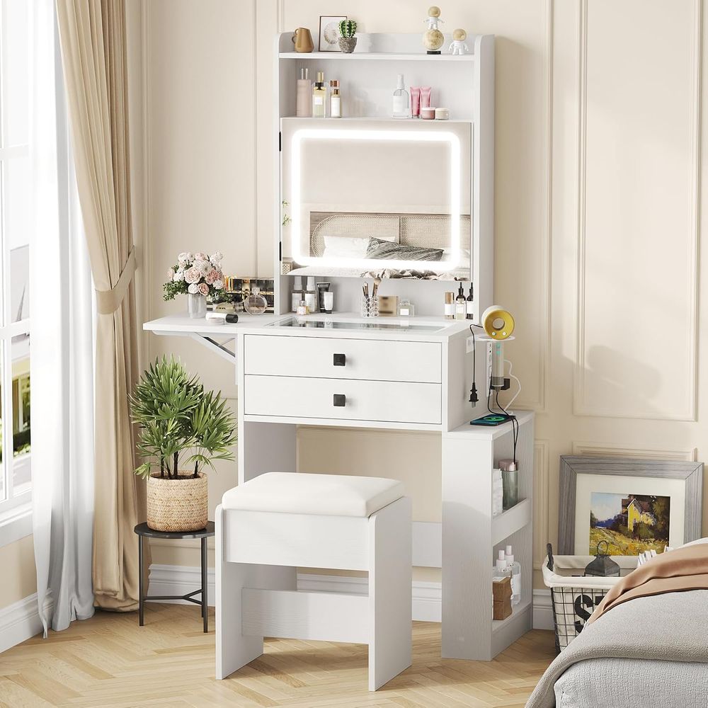 Desk Setup Small - Meja Rias Kecil Vabches dengan Panel