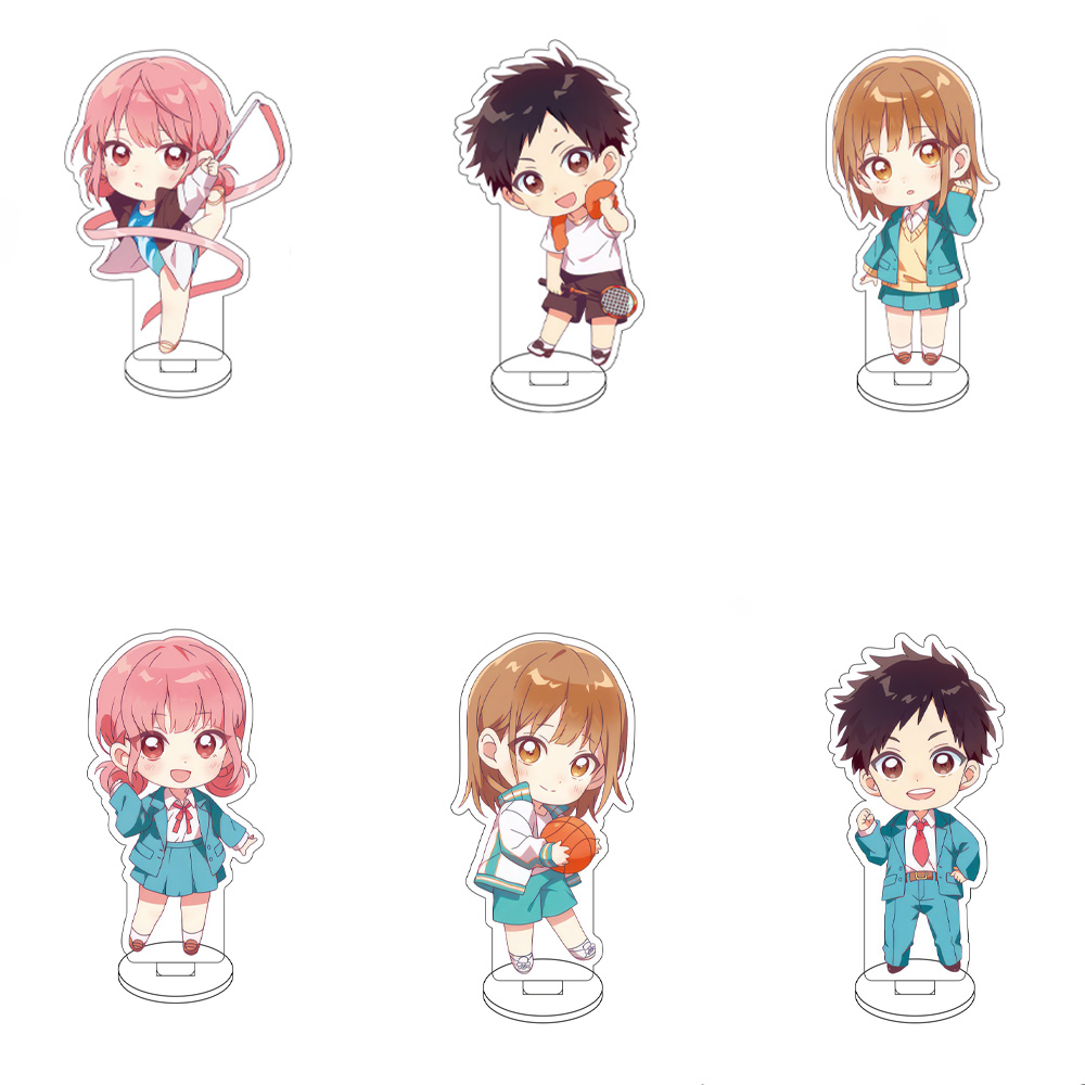 Desk Setup Cute - 10CM Anime Kotak Biru Gambar Berdiri