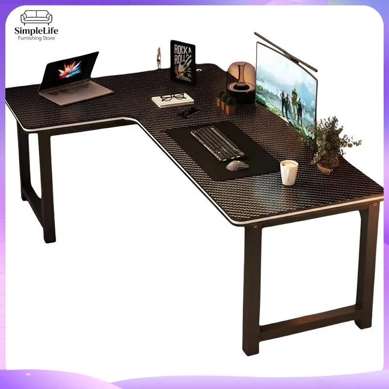 Desk Setup In Office - Meja Gaming Sudut dengan Rak Penyimpanan
