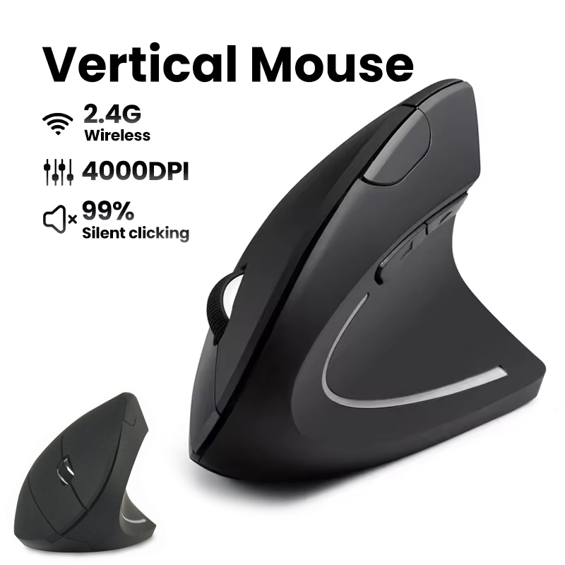 Desk Setup For Work - Mouse Nirkabel Ergonomis 1600 DPI RGB
