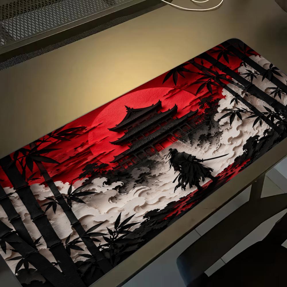 Desk Setup Red - Alas Mouse Samurai Red Moon Aksesori