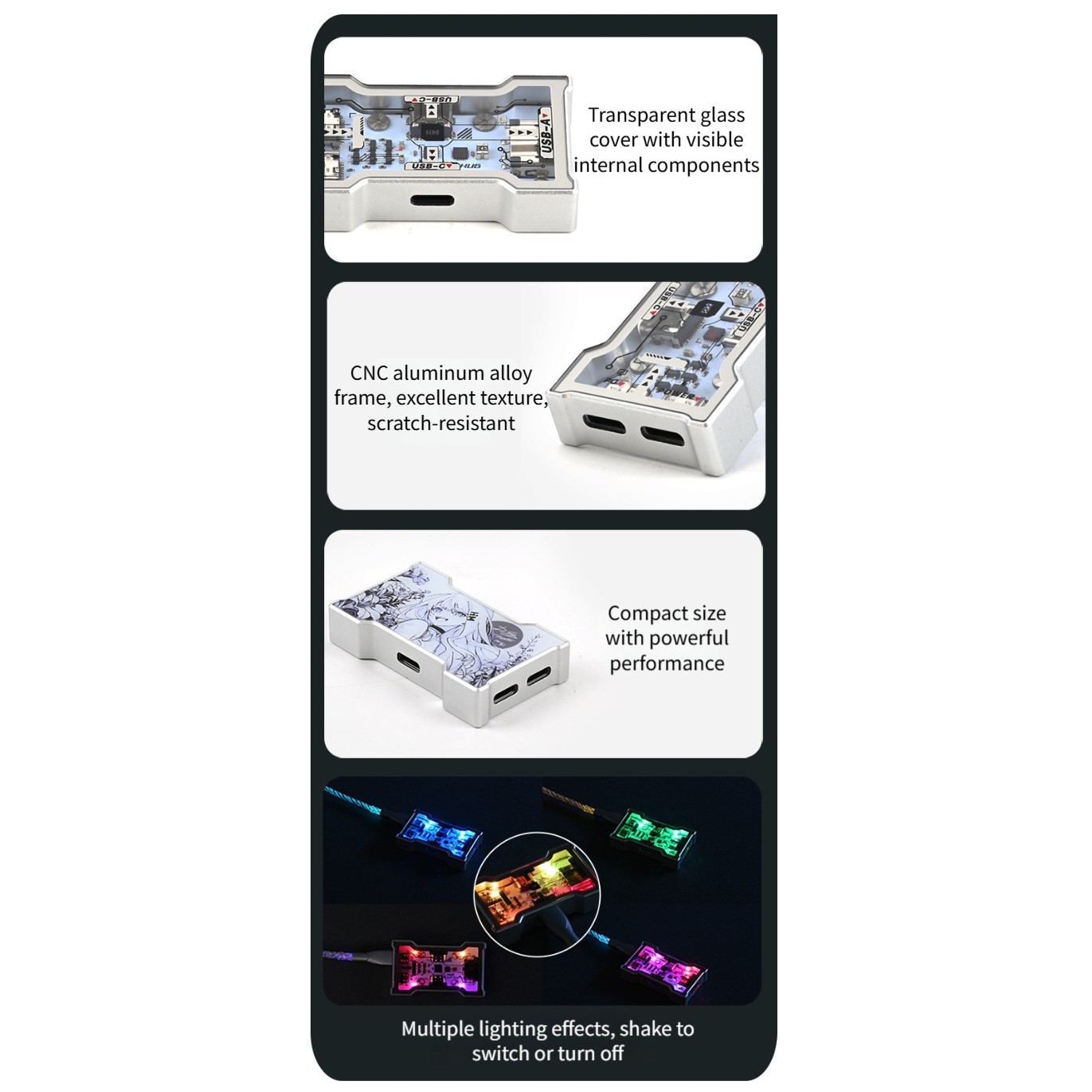 RGB USB Hub 2 Input 3 Output B - Desk Setup Usb Hub ulasan dan harga