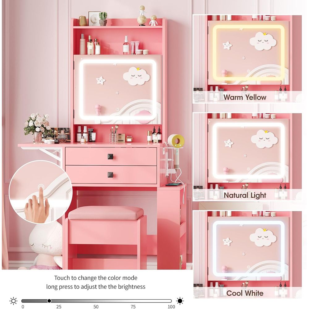 Meja Rias Kecil Vabches dengan - Desk Setup Small ulasan dan harga