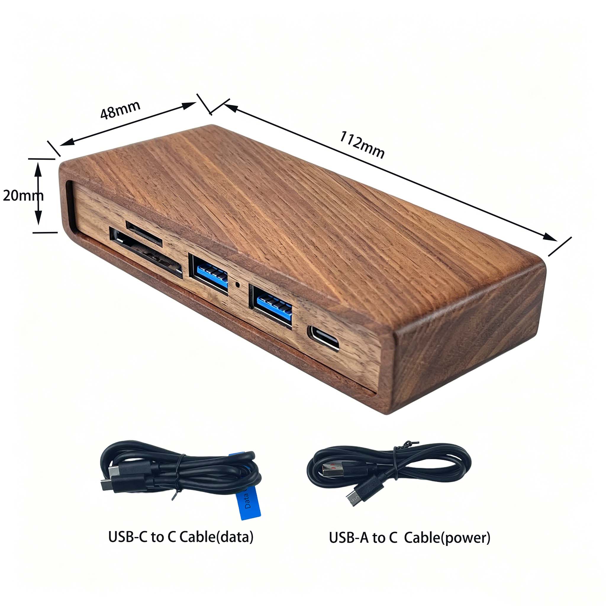 Hub USB 5-in-1 dari Kayu Walnu - Desk Setup Usb Hub ulasan dan harga