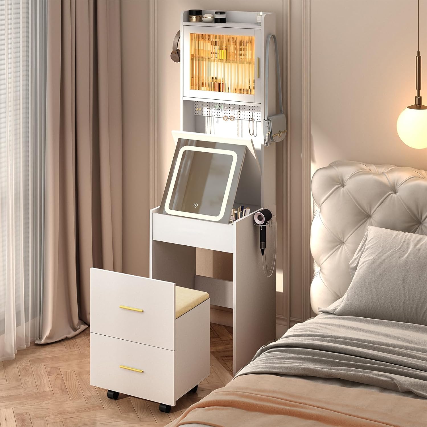 Meja Rias 3 In 1 dengan Cermin - Desk Setup Small ulasan dan harga