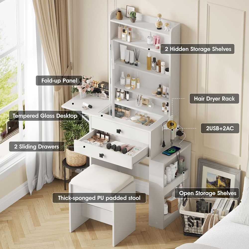 Meja Rias Kecil Vabches dengan - Desk Setup Small ulasan dan harga
