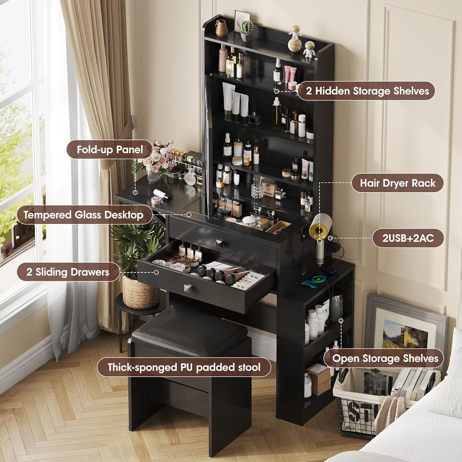 Meja Rias Kecil dengan Panel L - Desk Setup Small ulasan dan harga