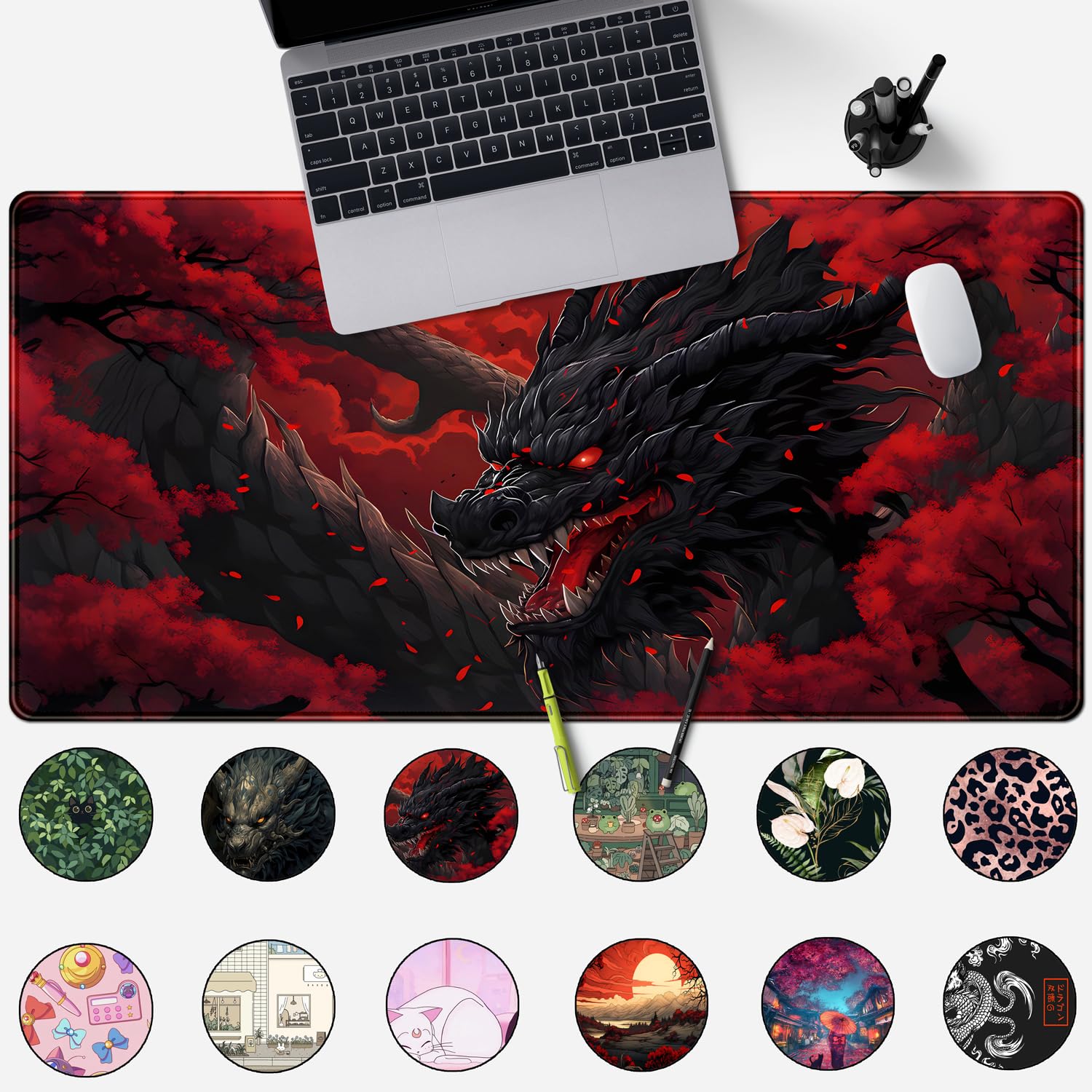 Alas Mouse Besar Motif Naga Me - Desk Setup Red ulasan dan harga