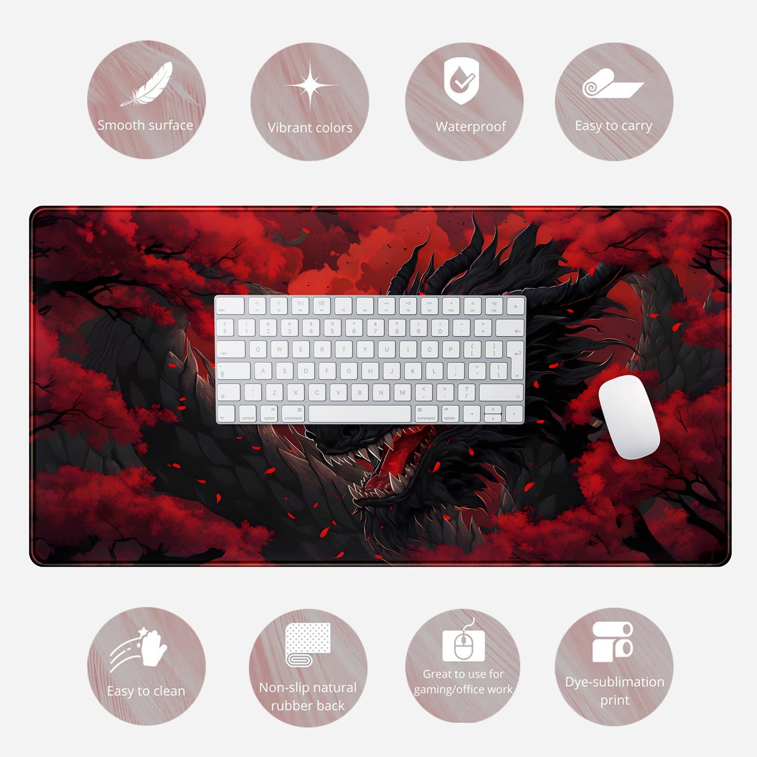 Alas Mouse Besar Motif Naga Me - Desk Setup Red ulasan dan harga