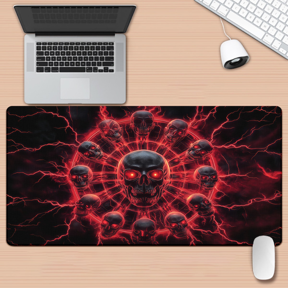 Alas Meja Gaming Pentagram Ten - Desk Setup Red ulasan dan harga