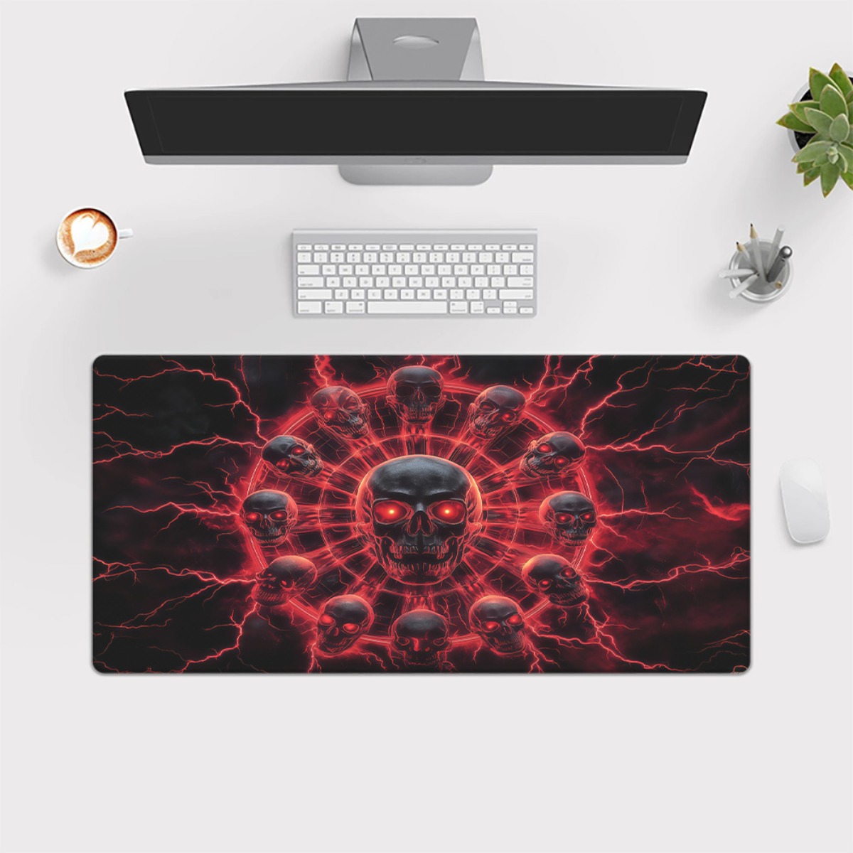 Alas Meja Gaming Pentagram Ten - Desk Setup Red ulasan dan harga