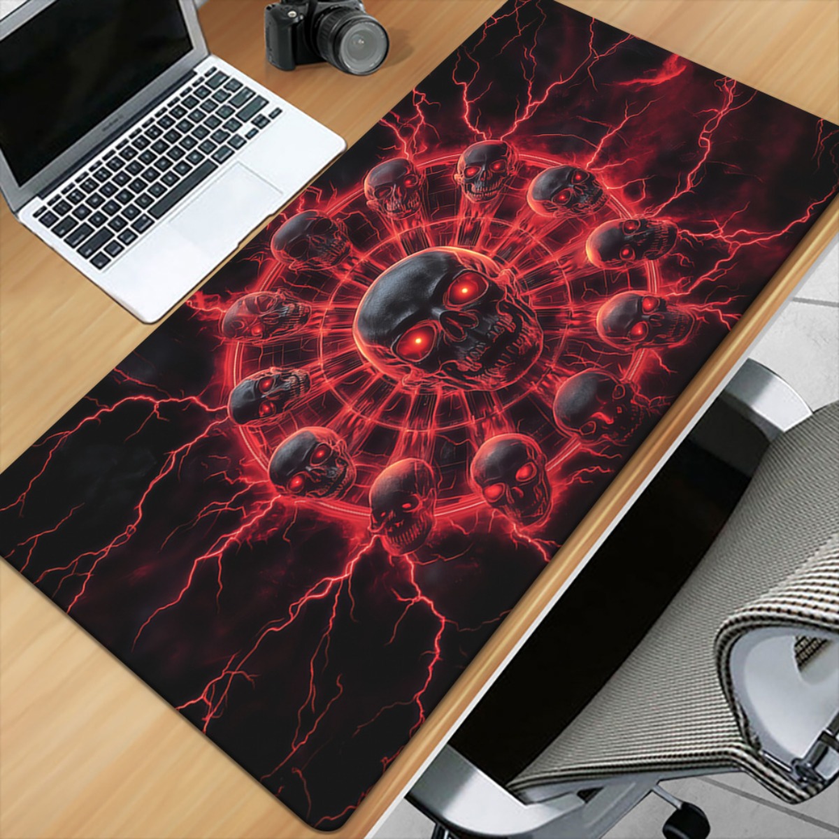 Alas Meja Gaming Pentagram Ten - Desk Setup Red ulasan dan harga