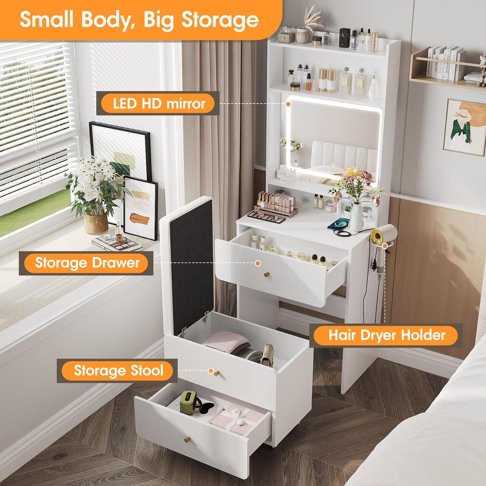 Meja Rias dengan Cermin dan La - Desk Setup Small ulasan dan harga