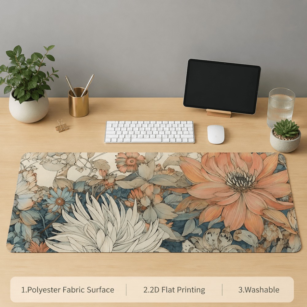Alas meja bermotif bunga retro - Desk Setup For Work ulasan dan harga