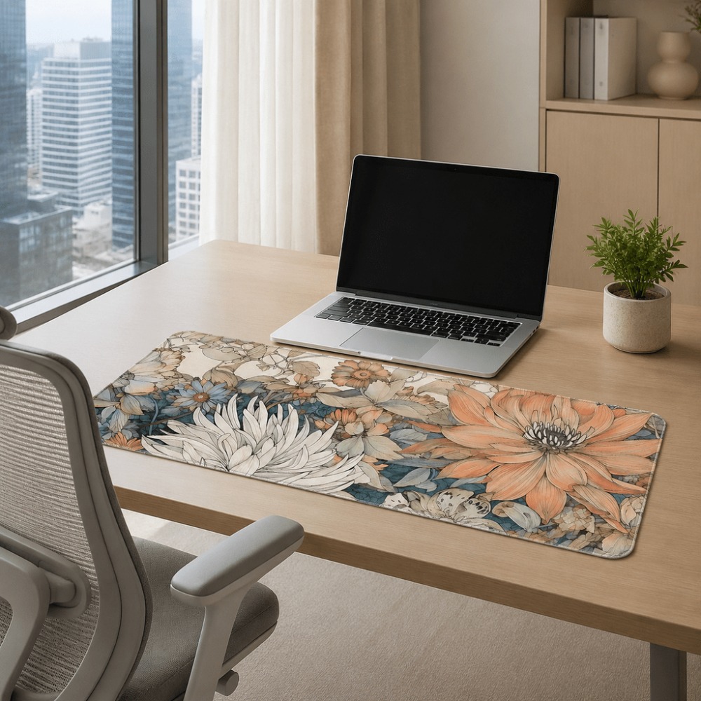 Alas meja bermotif bunga retro - Desk Setup For Work ulasan dan harga