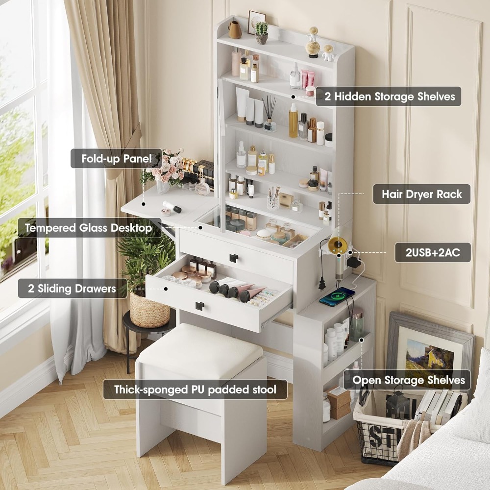 Meja Rias Kecil dengan 3 Cermi - Desk Setup Small ulasan dan harga