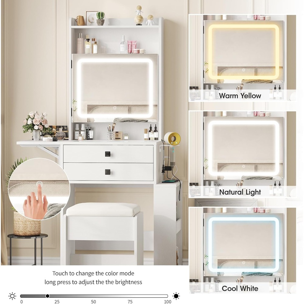 Meja Rias Kecil dengan 3 Cermi - Desk Setup Small ulasan dan harga