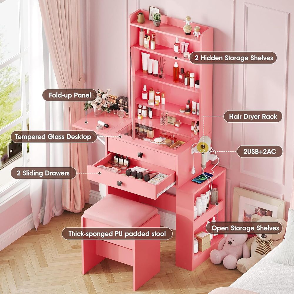 Meja Rias Kecil Vabches dengan - Desk Setup Small ulasan dan harga